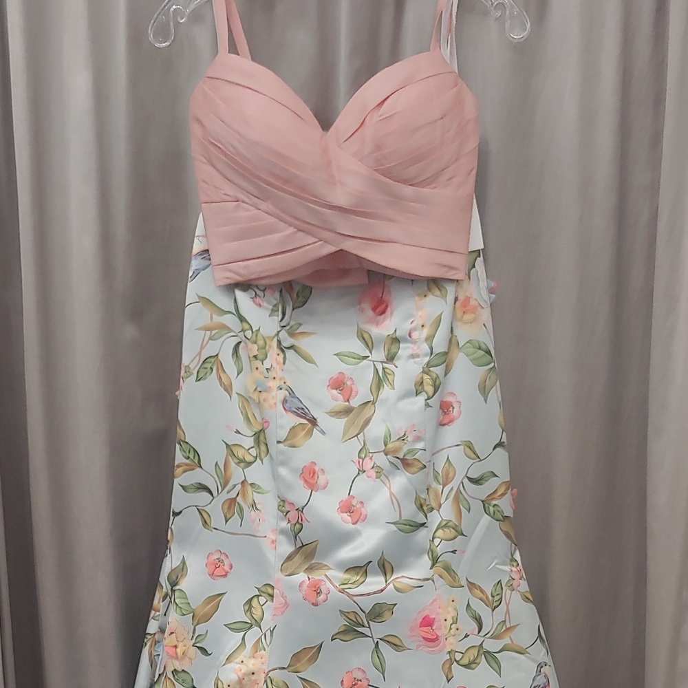 Sherri Hill Pink and Floral Prom Dress